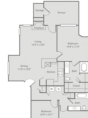 Apartments for Rent in Dallas, Texas Three bedroom, two bathroom with private patio and open concept living room